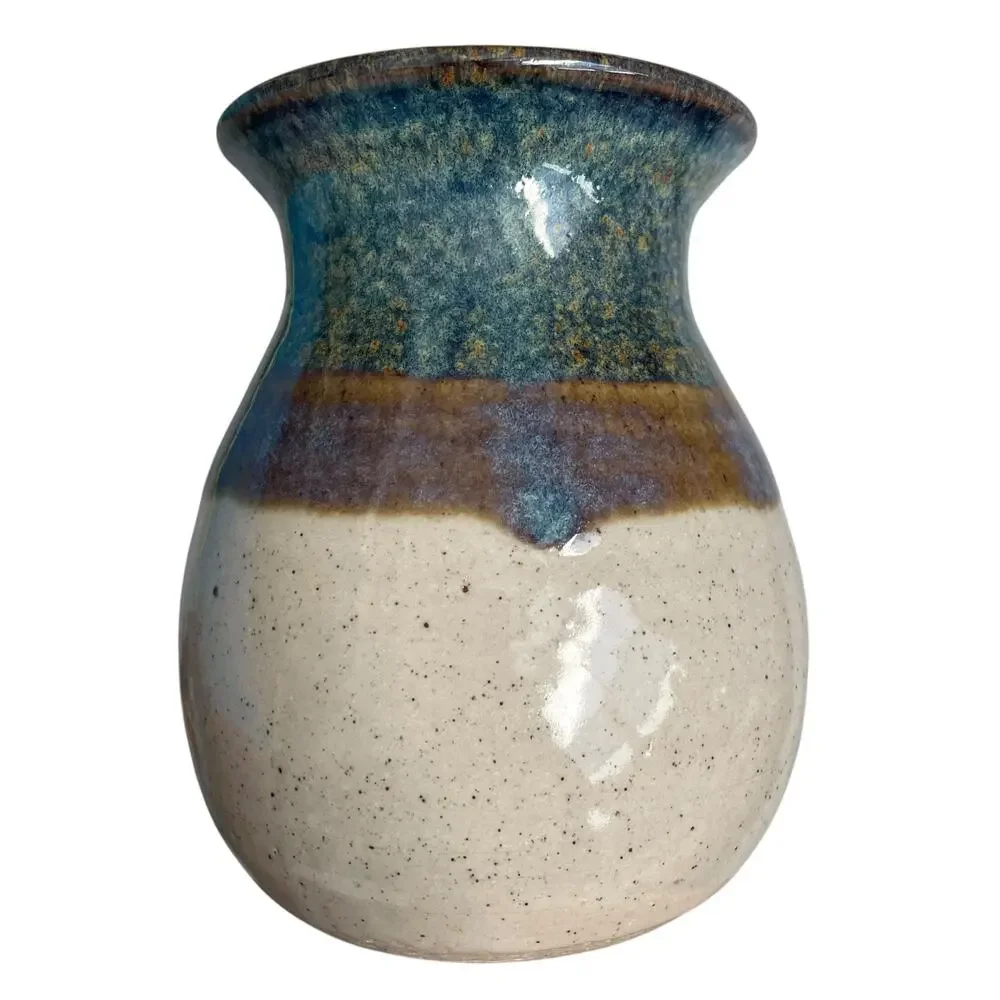 Mack Chrisco Pottery Vase Artisan Vintage 1980s Signed Earthenware Art